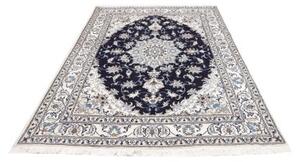 Tappeto Nain Kashmar Medaglione Floreale Blu Notte Avorio 168x234 Cm