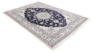 Tappeto Nain Kashmar Medaglione Floreale Blu Notte Avorio 168x234 Cm