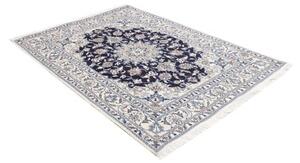 Tappeto Nain Kashmar Medaglione Floreale Blu Scuro Avorio 147x200 Cm