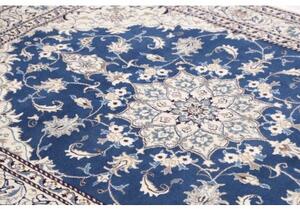 Tappeto Nain Kashmar Medaglione Floreale Blu Avorio 165x233 Cm
