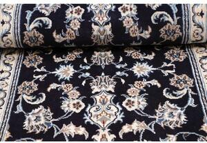Tappeto Nain Kashmar Medaglione Floreale Blu Notte Avorio Corsia 80x290 Cm