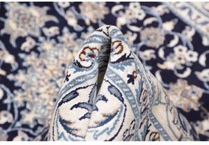 Tappeto Nain Kashmar Medaglione Floreale Blu Scuro Avorio 147x200 Cm