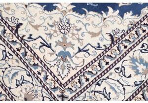 Tappeto Nain Kashmar Medaglione Floreale Blu Avorio 165x233 Cm
