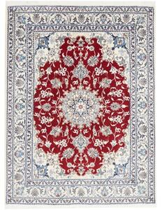 Tappeto Nain Kashmar Medaglione Floreale Rosso Avorio 148x200 Cm