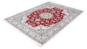 Tappeto Nain Kashmar Medaglione Floreale Rosso Avorio 148x200 Cm