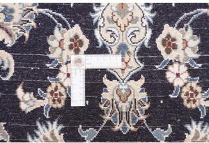 Tappeto Nain Kashmar Medaglione Floreale Blu Notte Avorio Corsia 80x290 Cm