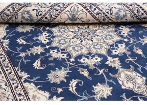 Tappeto Nain Kashmar Medaglione Floreale Blu Avorio 165x233 Cm