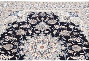 Tappeto Nain Kashmar Medaglione Floreale Blu Scuro Avorio 145x207 Cm