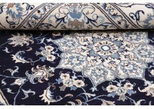 Tappeto Nain Kashmar Medaglione Floreale Blu Notte Avorio 168x234 Cm