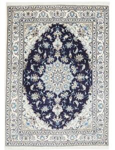 Tappeto Nain Kashmar Medaglione Floreale Blu Notte Avorio 168x234 Cm