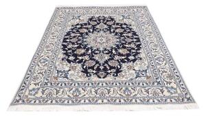 Tappeto Nain Kashmar Medaglione Floreale Blu Scuro Avorio 147x200 Cm