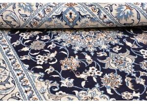 Tappeto Nain Kashmar Medaglione Floreale Blu Scuro Avorio 147x200 Cm