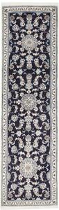 Tappeto Nain Kashmar Medaglione Floreale Blu Notte Avorio Corsia 80x290 Cm