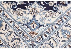 Tappeto Nain Kashmar Medaglione Floreale Blu Scuro Avorio 147x200 Cm