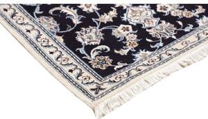 Tappeto Nain Kashmar Medaglione Floreale Blu Notte Avorio Corsia 80x290 Cm