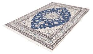 Tappeto Nain Kashmar Medaglione Floreale Blu Avorio 165x233 Cm