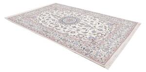 Tappeto Nain Kashmar Medaglione Floreale Avorio Blu 200x300 Cm