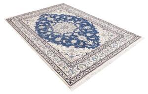 Tappeto Nain Kashmar Medaglione Floreale Blu Avorio 165x233 Cm