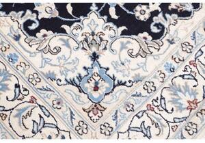 Tappeto Nain Kashmar Medaglione Floreale Blu Scuro Avorio 145x207 Cm