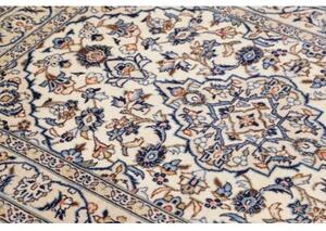 Tappeto Kashan Fine Medaglione Floreale Avorio Blu 100x150 Cm