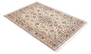 Tappeto Kashan Fine Medaglione Floreale Avorio Blu Scuro 102x148 Cm