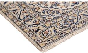 Tappeto Kashan Fine Medaglione Floreale Avorio Blu 100x150 Cm
