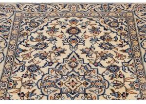 Tappeto Kashan Fine Medaglione Floreale Avorio Blu Cobalto 100x144 Cm