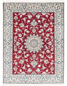 Tappeto Nain Kashmar Medaglione Floreale Rosso Bianco Avorio 148x195 Cm
