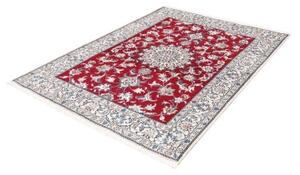 Tappeto Nain Kashmar Medaglione Floreale Rosso Bianco Avorio 148x195 Cm