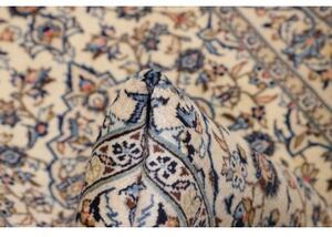 Tappeto Kashan Fine Medaglione Floreale Avorio Blu Cobalto 100x144 Cm