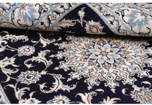 Tappeto Nain Kashmar Medaglione Floreale Blu Scuro Avorio 150x200 Cm