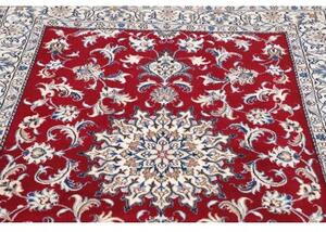 Tappeto Nain Kashmar Medaglione Floreale Rosso Bianco Avorio 148x195 Cm