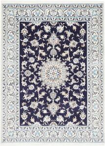 Tappeto Nain Kashmar Medaglione Floreale Blu Scuro Avorio 150x200 Cm
