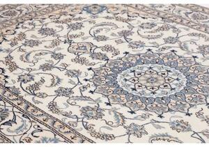 Tappeto Nain Kashmar Medaglione Floreale Avorio Blu 198x295 Cm