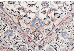 Tappeto Nain Kashmar Medaglione Floreale Avorio Blu 200x300 Cm