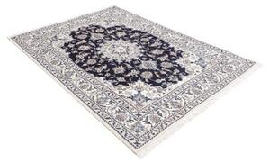 Tappeto Nain Kashmar Medaglione Floreale Blu Notte Avorio 150x210 Cm