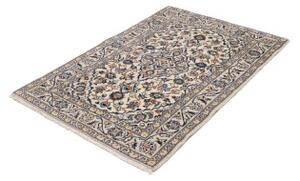 Tappeto Kashan Fine Medaglione Floreale Avorio Blu 100x150 Cm