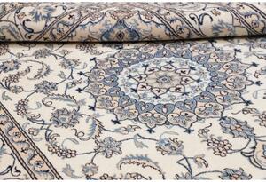 Tappeto Nain Kashmar Medaglione Floreale Avorio Blu 198x295 Cm