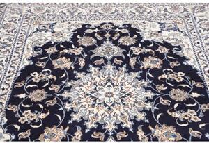 Tappeto Nain Kashmar Medaglione Floreale Blu Notte Avorio 150x210 Cm