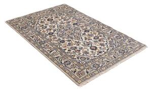 Tappeto Kashan Fine Medaglione Floreale Avorio Blu 100x150 Cm