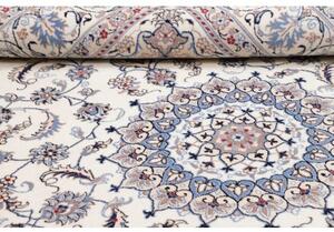 Tappeto Nain Kashmar Medaglione Floreale Avorio Blu 200x300 Cm