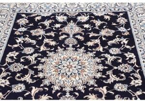 Tappeto Nain Kashmar Medaglione Floreale Blu Scuro Avorio 150x200 Cm