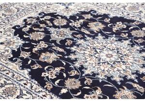 Tappeto Nain Kashmar Medaglione Floreale Blu Notte Avorio 150x210 Cm