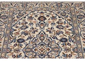 Tappeto Kashan Fine Medaglione Floreale Avorio Blu 100x150 Cm