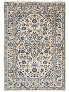 Tappeto Kashan Fine Medaglione Floreale Avorio Blu Cobalto 100x144 Cm