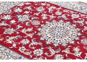 Tappeto Nain Kashmar Medaglione Floreale Rosso Bianco Avorio 148x195 Cm