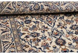 Tappeto Kashan Fine Medaglione Floreale Avorio Blu 100x150 Cm