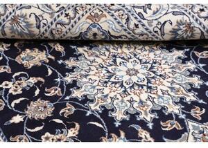 Tappeto Nain Kashmar Medaglione Floreale Blu Notte Avorio 150x210 Cm
