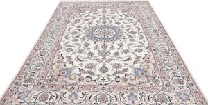 Tappeto Nain Kashmar Medaglione Floreale Avorio Blu 200x300 Cm