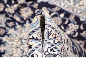 Tappeto Nain Kashmar Medaglione Floreale Blu Notte Avorio 150x210 Cm
